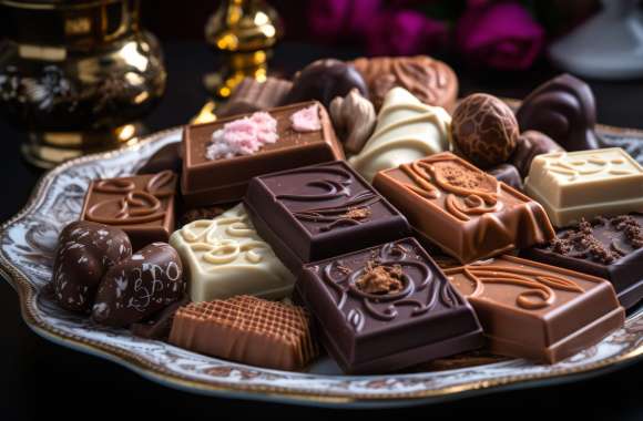 Exquisite AI Chocolate Assortment wallpapers hd quality