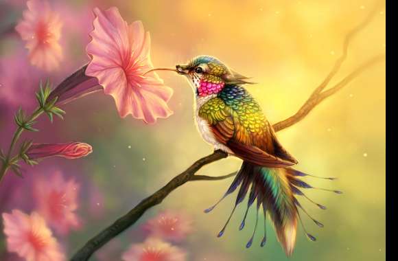 Fantasy Hummingbird and Flower