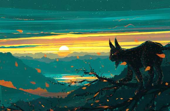 Fantasy Lynx at Sunset -