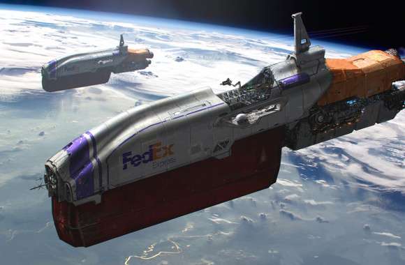 FedEx Starship Over Earth - Sci-Fi