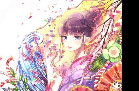 Festival Beauty Kimono-Clad Anime Girl