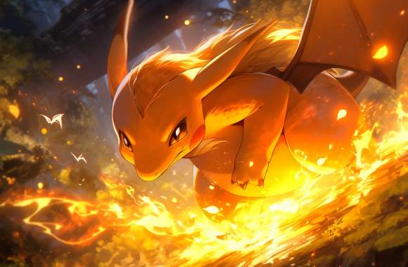 Fiery Charizard Anime - Pokémon Desktop Background