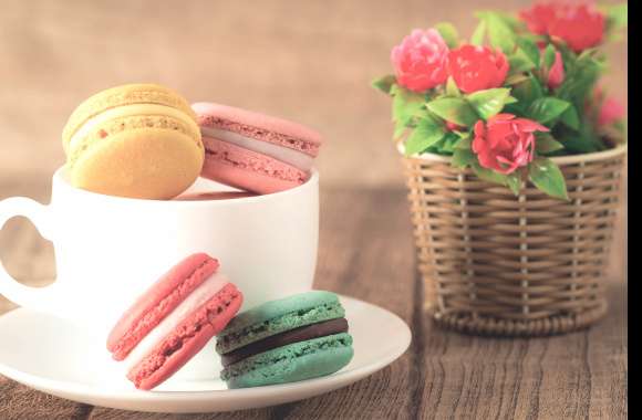 Flower Basket Sweets Food Macaron