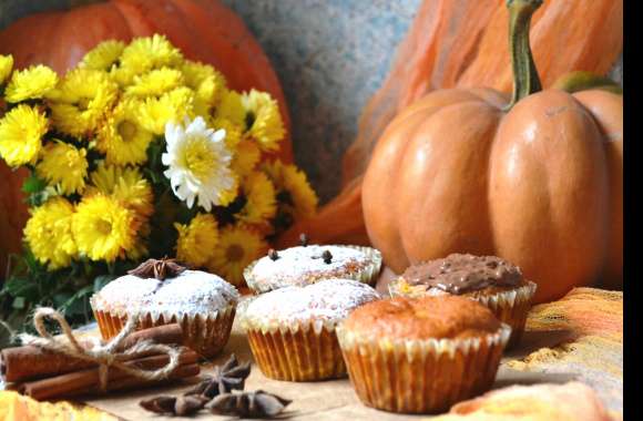 Flower Cinnamon Pumpkin Still Life Food Muffin