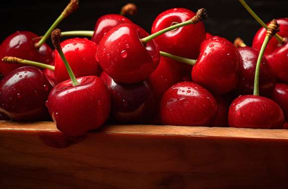 Fresh Dew-Kissed Cherries wallpapers hd quality