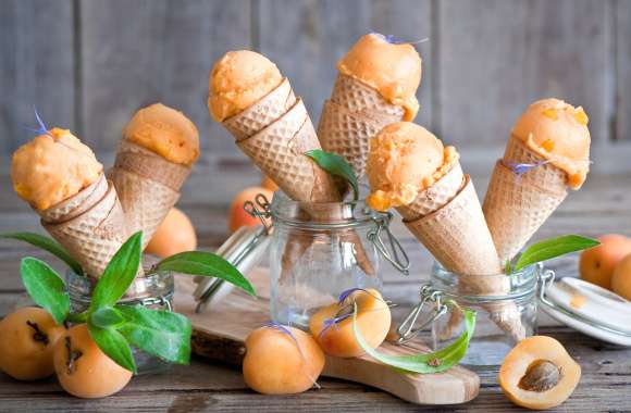 Fruit Apricot Still Life Summer Food Ice Cream wallpapers hd quality