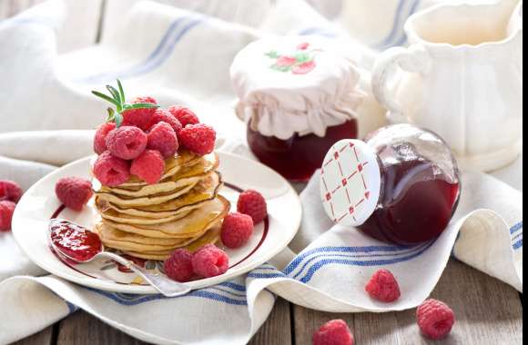 Fruit Pancake Raspberry Jam Food Breakfast