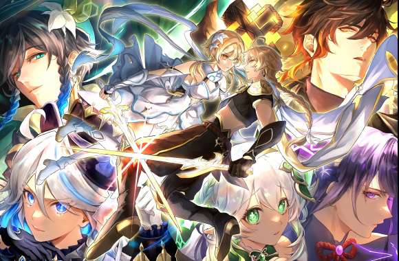 Furina (Genshin Impact) Venti (Genshin Impact) Lumine (Genshin Impact) Aether (Genshin Impact) Zhongli (Genshin Impact) Video Game Genshin Impact