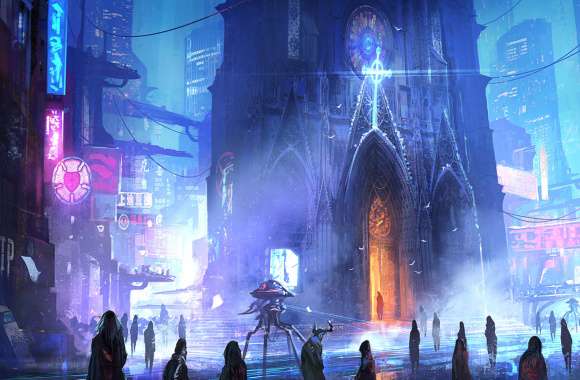 Futuristic Cyberpunk Cathedral -