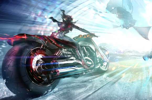 Futuristic Race of a Sci-Fi Motorcycle Escape