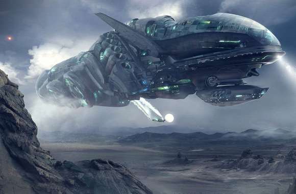 Futuristic Spaceship HD Sci-Fi Wallpaper Adventure