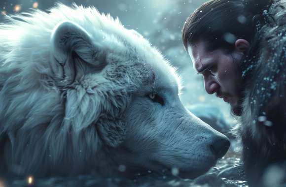 Game of Thrones Jon Snow and Direwolf wallpapers hd quality