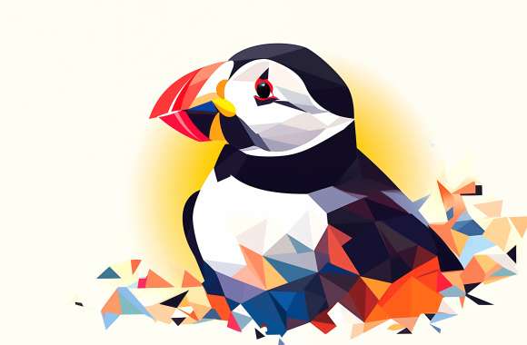 Geometric Puffin Art wallpapers hd quality