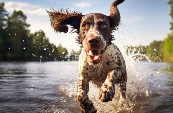 German Shorthaired Pointer Dog Playing Wallpaper