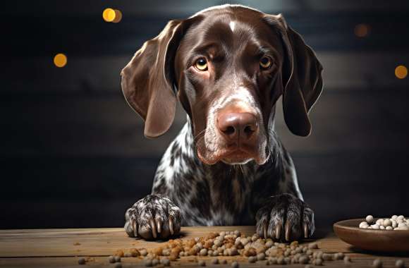 German Shorthaired Pointer Eating Wallpaper