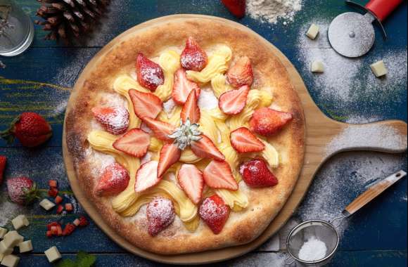 Glass Flour Pine Cone Still Life Strawberry Cream Food Cake wallpapers hd quality