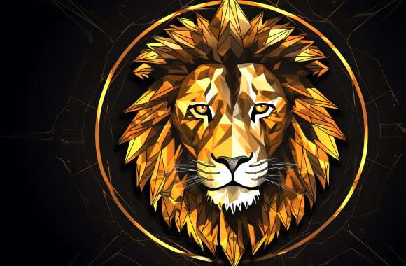 Glass Mosaic Lion Illustration Style Wallpaper wallpapers hd quality