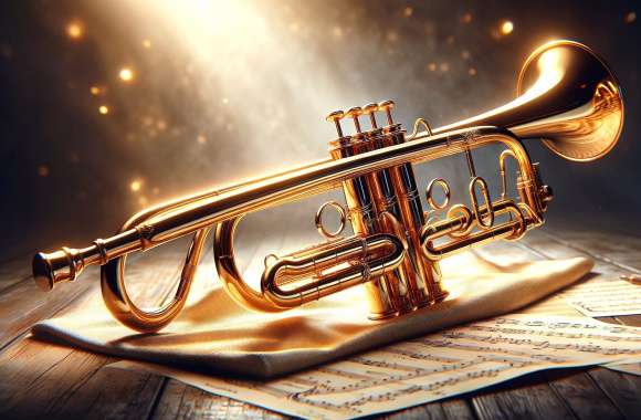 Gleaming Trumpet on Sheet Music wallpapers hd quality