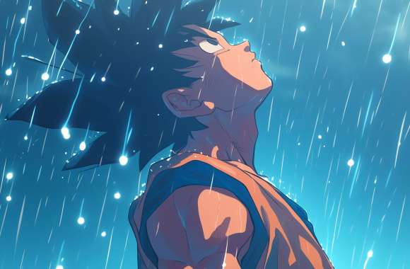 Goku Reflective Moment in the Rain - Dragon Ball Z