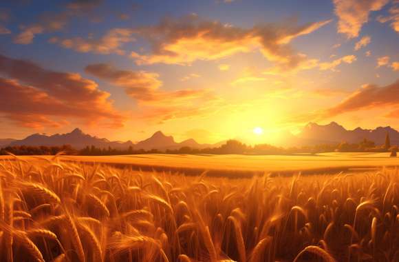 Golden Wheat Field Sunset