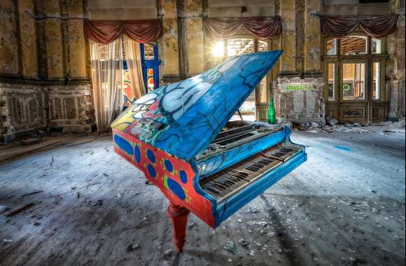 Graffiti Ruin Colors Room Music Piano