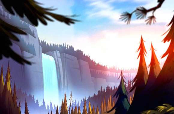 Gravity Falls Cartoon Waterfall -