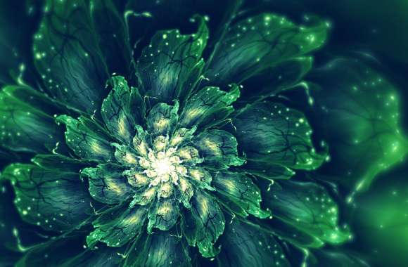 Green Psychedelic Fractal Flower