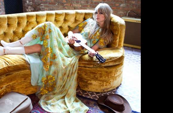 Guitar Lying Down Dress Blue Eyes Blonde American Singer Music Taylor Swift