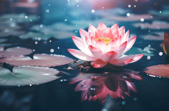 H1Enchanting Lotus - Peaceful Water Bloom Background