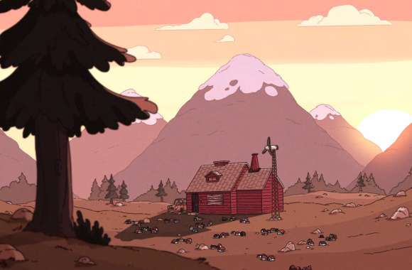 H1 Tag Hilda Cartoon Scenic Sunset Background -
