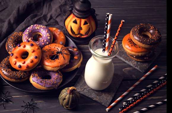 Halloween Donuts & Milk