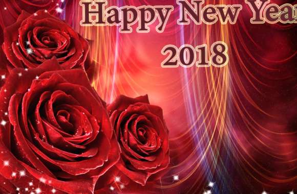 Happy New Year 2018 Red Rose