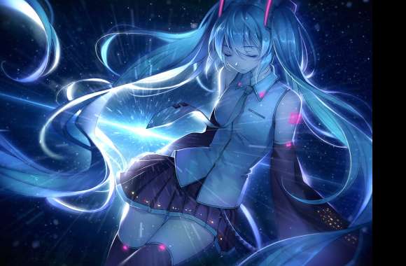 Hatsune Miku Enchanting Blue Hair and Music Vibes