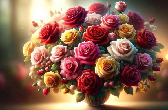 HD Vibrant Rose Bouquet Wallpaper wallpapers hd quality