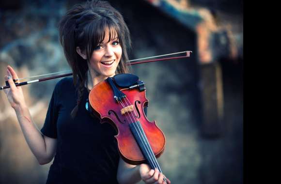 HD Wallpaper of a Brunette Violinist in Action