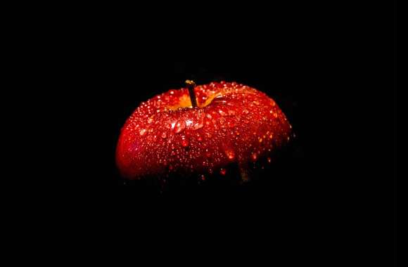HD Wallpaper of a Glistening Red Apple