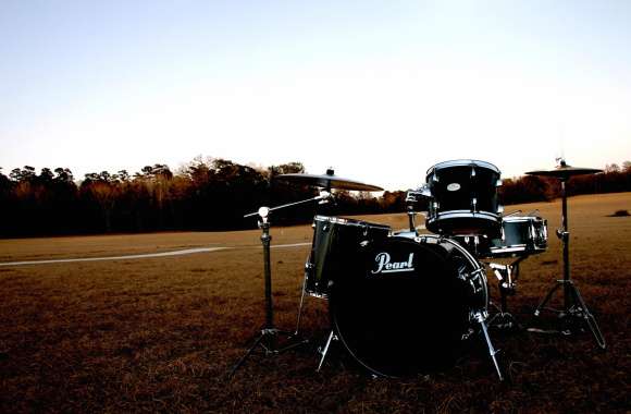 HD Wallpaper of a Serene Drum Set in Nature wallpapers hd quality