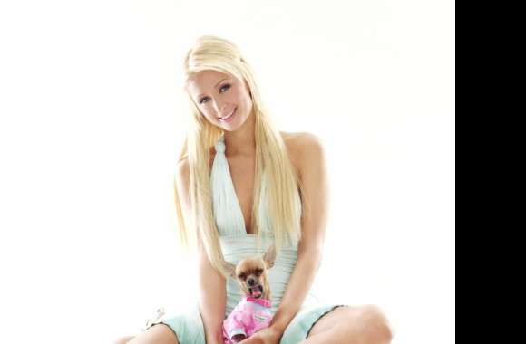 HD Wallpaper of Celebrity Paris Hilton with Her Adorable Dog
