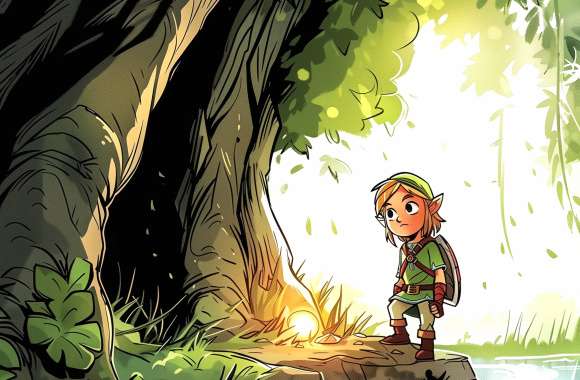 HD Wallpaper of Link from The Legend of Zelda Cartoon Style