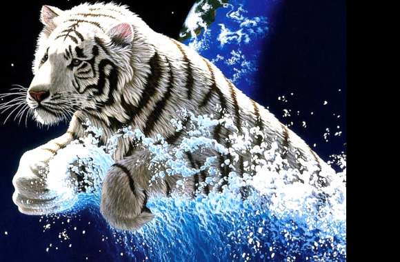 HD White Tiger Power Wallpaper