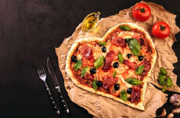 Heart-shaped Still Life Food Pizza