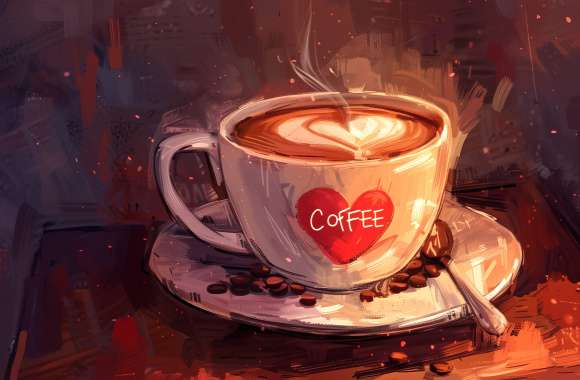 Heartwarming Coffee Art – Cozy Cafe Aesthetic Background