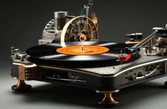 High-Definition Turntable Wallpaper - Vintage Record Player Background