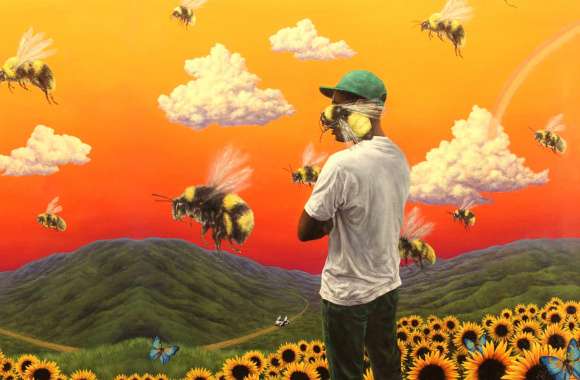 Hip-Hop Artist Amidst Sunflowers