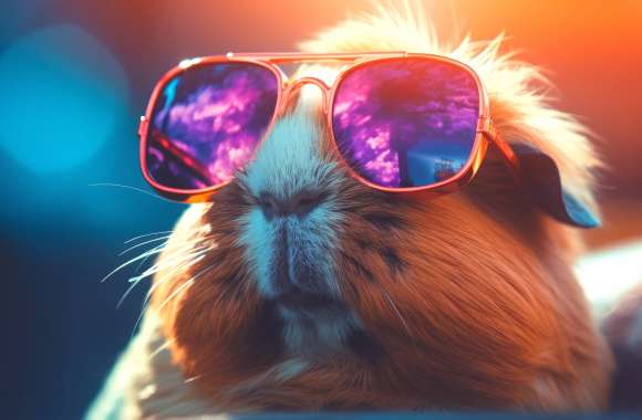 Hipster Guinea Pig in Sunglasses - AI Art