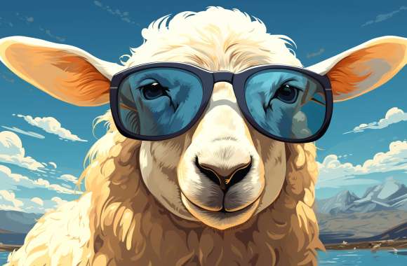 Hipster Sheep with Sunglasses