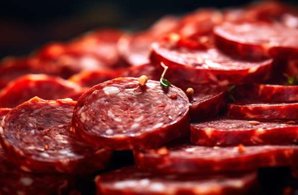 HQ Salami Slices Wallpaper - Gourmet Desktop Background