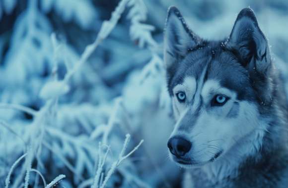 Husky in Winter Wonderland