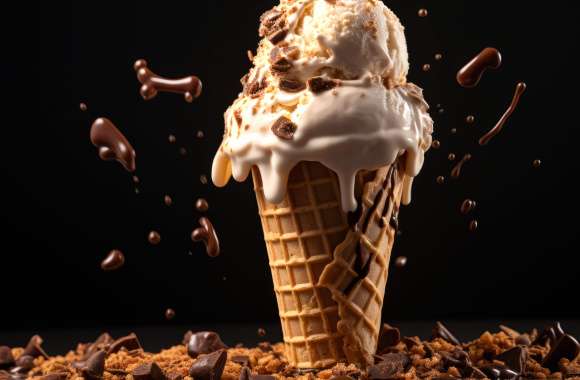 Ice Cream Delight Artistic Dessert Background