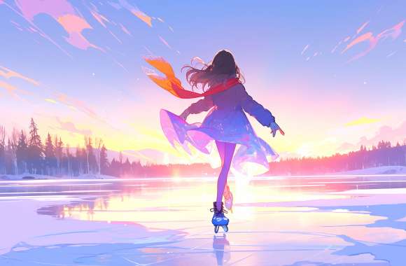 Ice Skater at Sunset - HD Original Wallpaper wallpapers hd quality